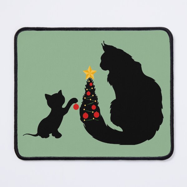Item preview, black cats decorate the Christmas tree designed and sold by PicturePatty.
