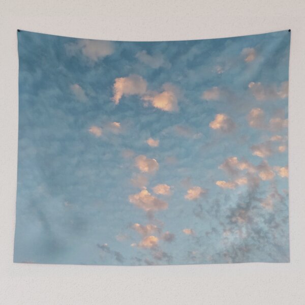 Item preview, Pastel Blue Burning Dreamy Sky with Scattered Burning Cotton Candy Clouds - Photography  designed and sold by By Roqia.