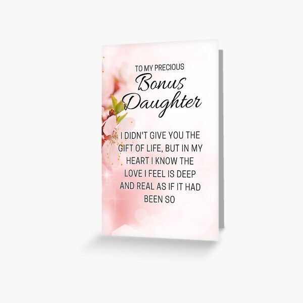 Happy Birthday Bonus Daughter Quotes Pink Floral Precious Bonus Daughter Quote" Greeting Card For Sale By  Jayinjewels | Redbubble