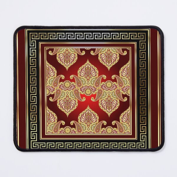 Item preview, Greek Key Maroon Red Gold Black Floral Paisley designed and sold by Yiorgos Designs.