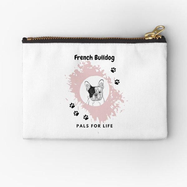 French Bulldog Pals for Life Blush Pink Zipper Pouch