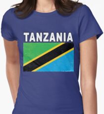 Tanzania Distressed Flag Sport Design Women's Fitted T-Shirt
