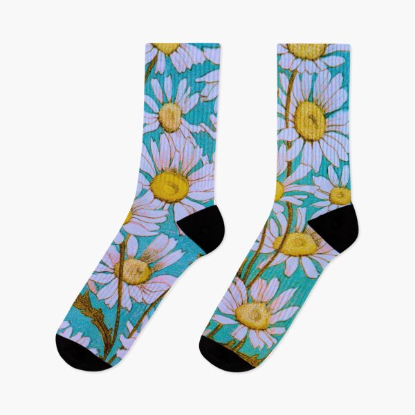 Item preview, Vintage Daisies In Bright Turquoise Background, April Birth Flower designed and sold by TrulyEpoque.