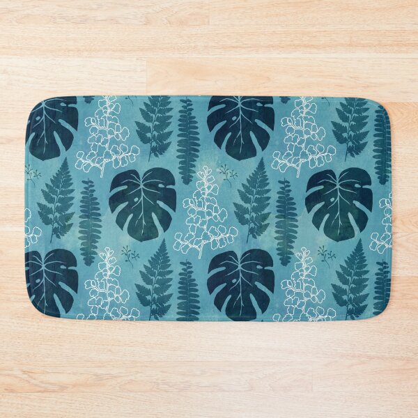Item preview, Turquoise tropical leaves designed and sold by adenaJ.