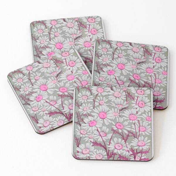 Item preview, Vintage Daisies In Pink And Grey, April Birth Flower designed and sold by TrulyEpoque.