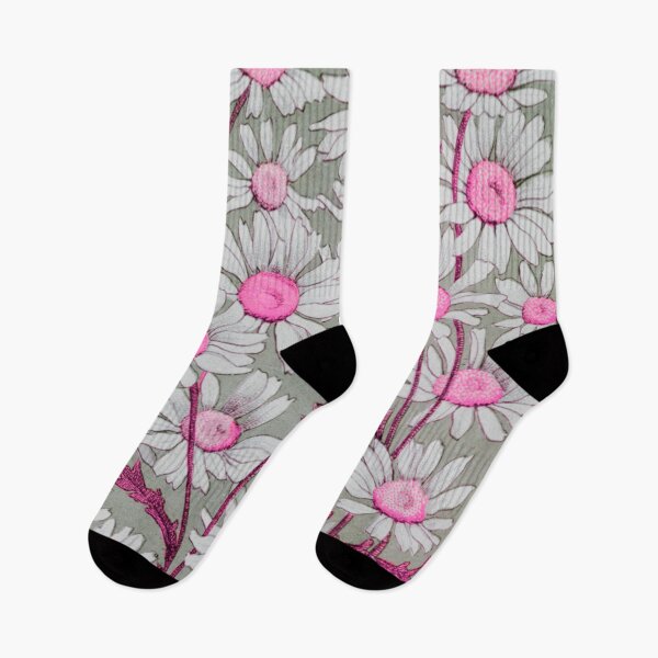 Artikelvorschau, Vintage-Gänseblümchen in Rosa und Grau, April-Geburtsblume entworfen und verkauft von TrulyEpoque.