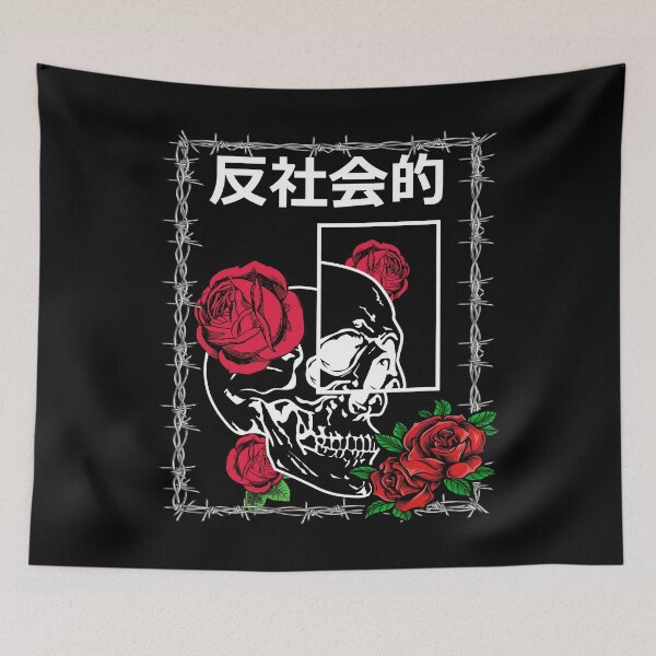 Item preview, Bad Attitudes Skull with Roses Japanese Aesthetic Soft Grung design designed and sold by D-C-Designs.