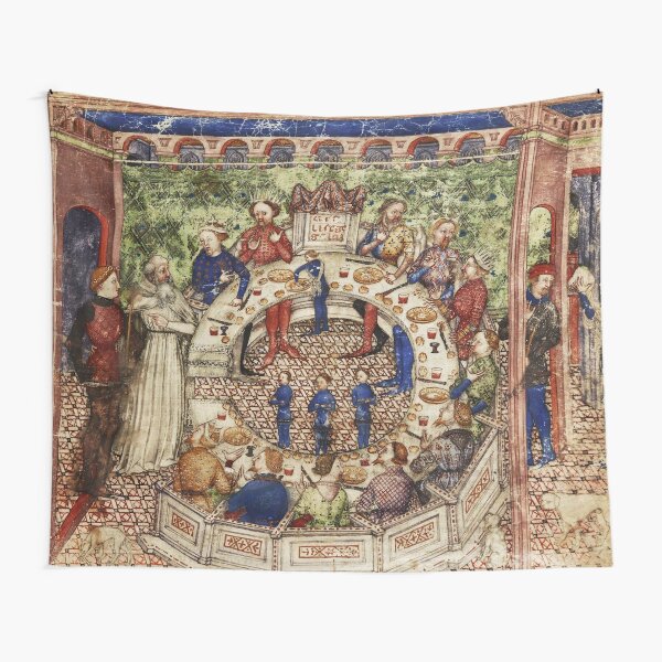 Merlin Introduces Galahad to King Arthur and the Knights of Round Table Tapestry