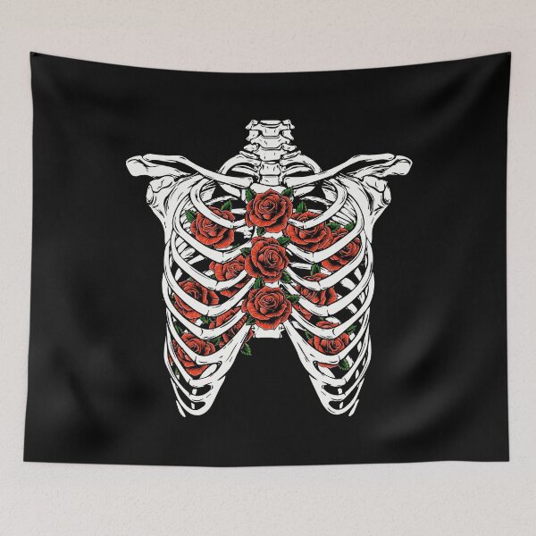 Item preview, Design of Goth Skeleton Rib Cage with Flowers Inside print designed and sold by D-C-Designs.