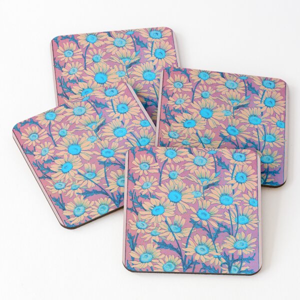 Item preview, Turquoise And Pink Vintage Daisies, April Birth Flower designed and sold by TrulyEpoque.