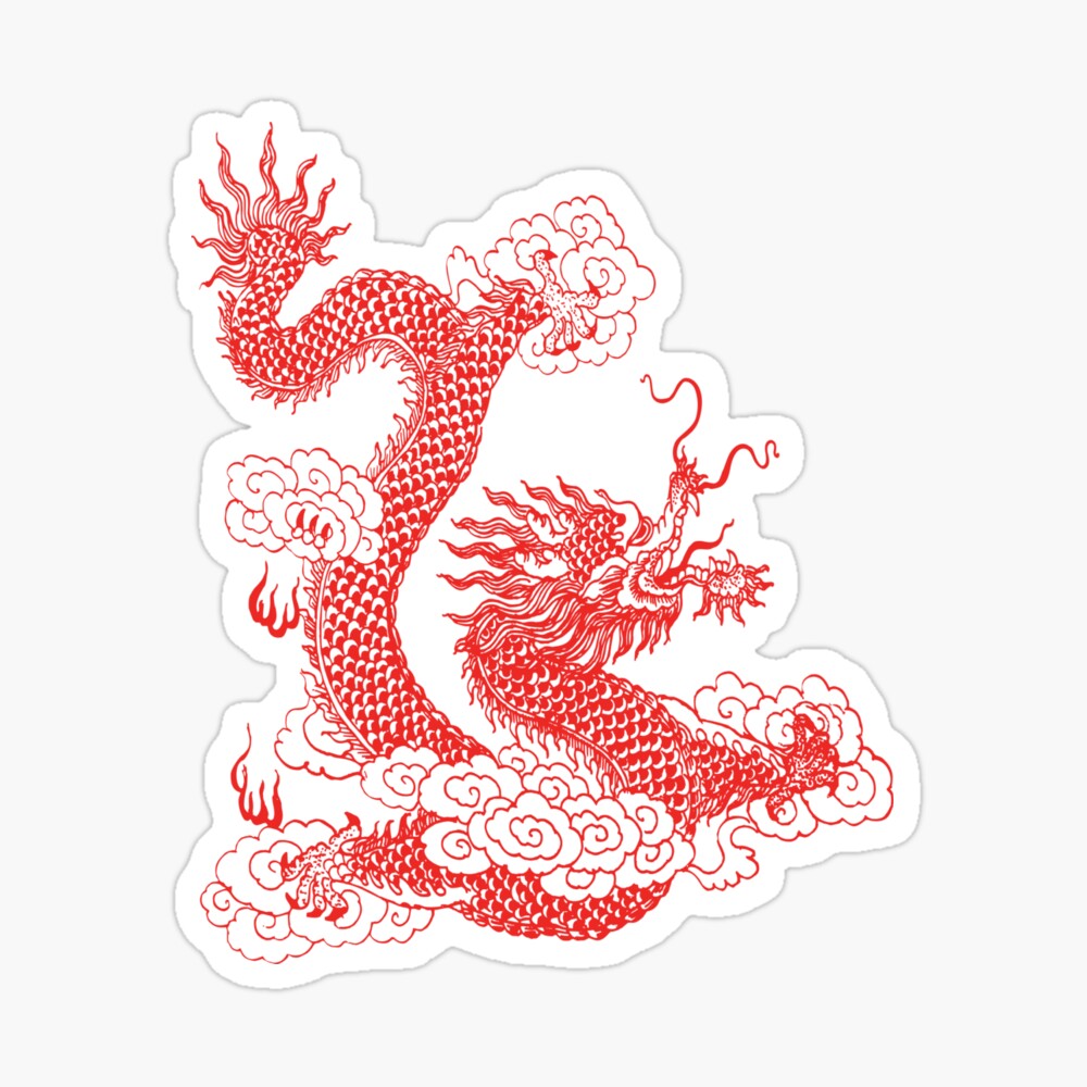 Chinese Dragon Tattoo. Hand draw vector illustration. Stock Vector | Adobe  Stock