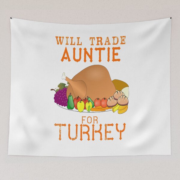 Item preview, Will Trade Auntie For Turkey Vintage Happy Thanksgiving Merry Christmas designed and sold by KeysTreasures.