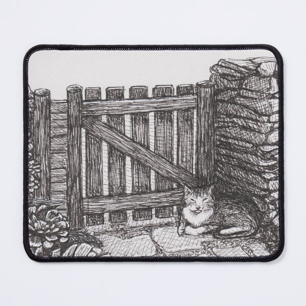 Risk, Zinnia, Garden Gate by Laura Jaen Mouse Pad