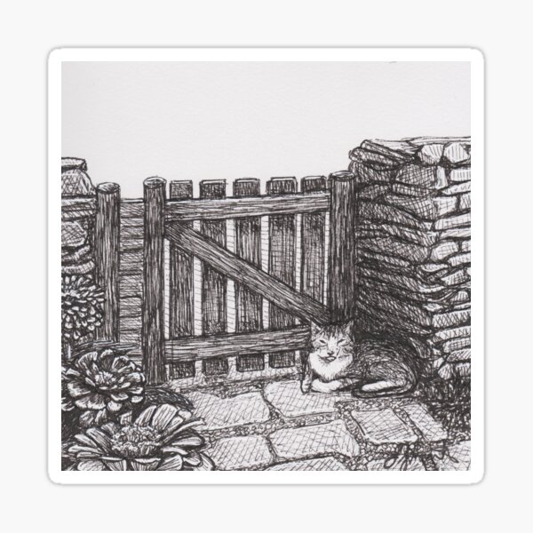 Risk, Zinnia, Garden Gate by Laura Jaen Sticker