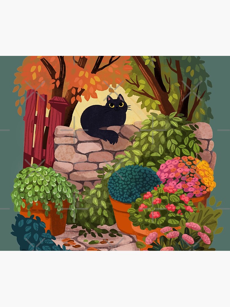Artwork view, Cat in the Garden designed and sold by michelledraws