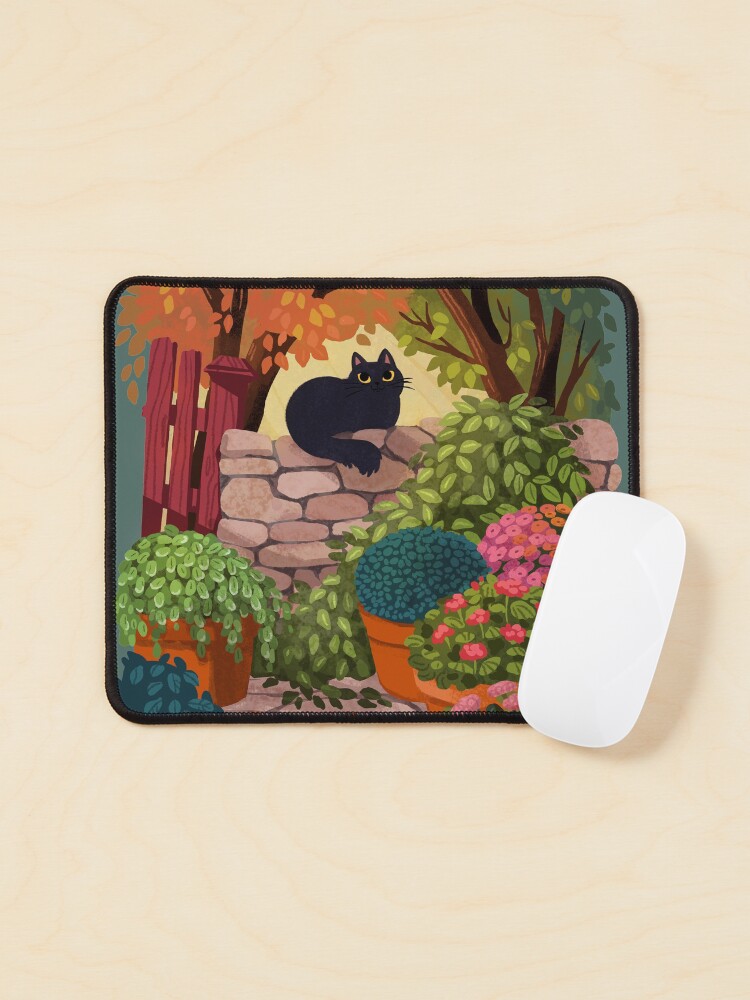 Thumbnail 1 of 5, Mouse Pad, Cat in the Garden designed and sold by michelledraws.