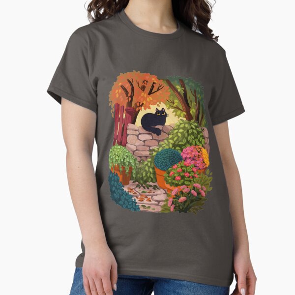 Vista previa del artículo con la obra «Gato en el jardín», diseñado y vendido por michelledraws.