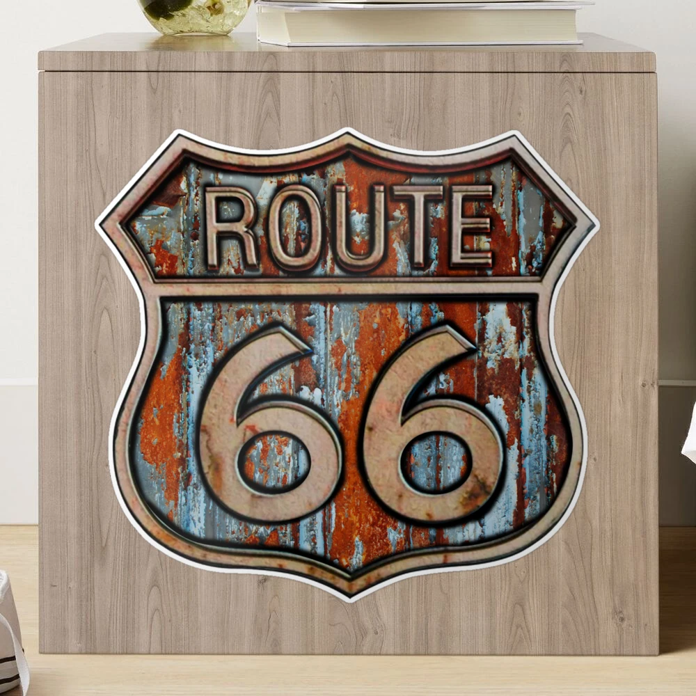 Route 66 vintage sign - Rusted Metal Plate Sticker for Sale by