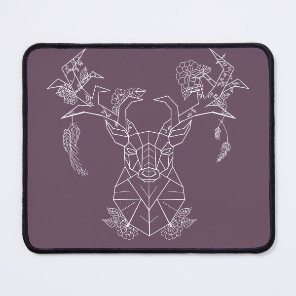 Item preview, Floral Geometric Stag white lines purple toned  brown designed and sold by DemonicGloom.