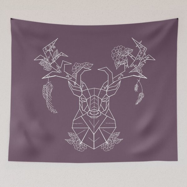 Item preview, Floral Geometric Stag white lines purple toned  brown designed and sold by DemonicGloom.