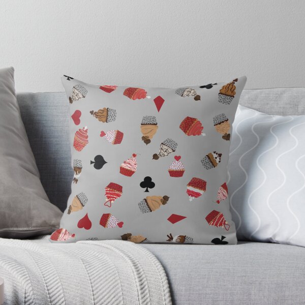 Deck Of Cards Cup Cakes grey Throw Pillow