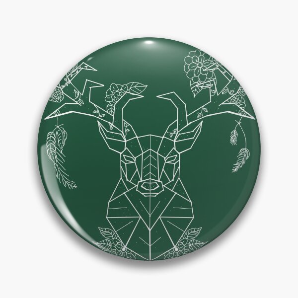 Item preview, Floral Geometric Stag white lines emerald green designed and sold by DemonicGloom.