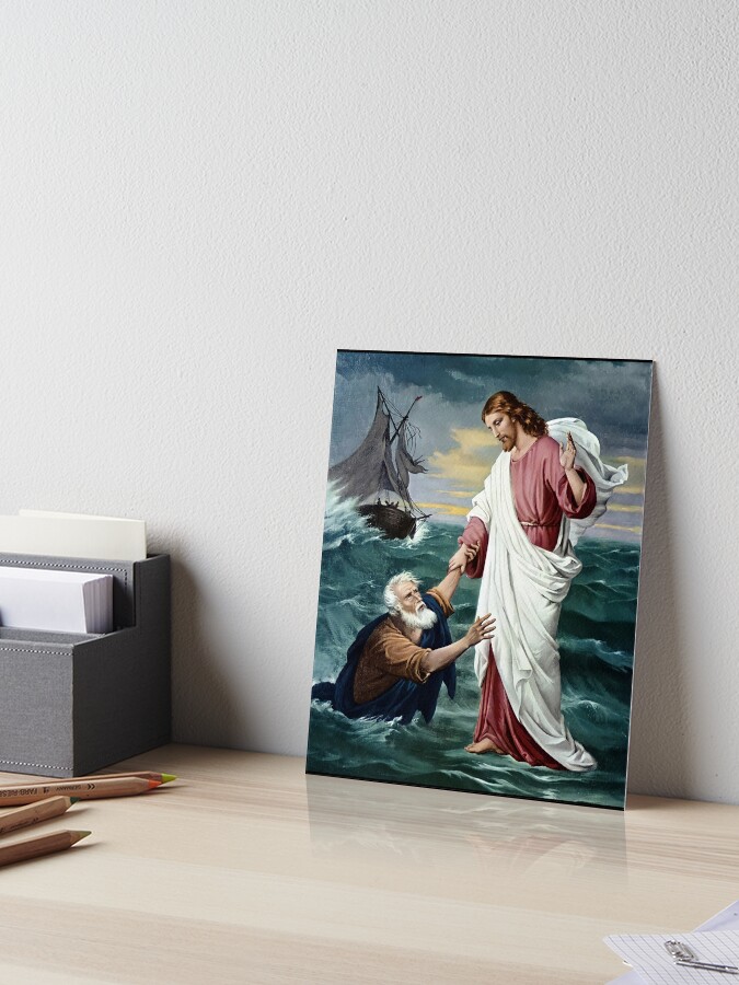 Toile Encadrée Jésus Marchant Sur L'Eau – Art Mural Religieux Déco