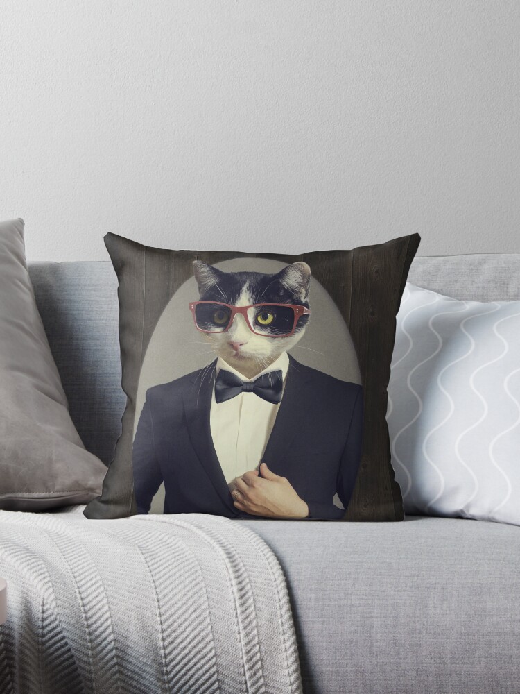 Tuxedo Cat In A Tuxedo Throw Pillow By Beccers222 Redbubble