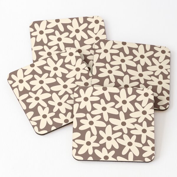 Item preview, Daisy Time Retro Floral Pattern in Chocolate Brown and Cream designed and sold by kierkegaard.