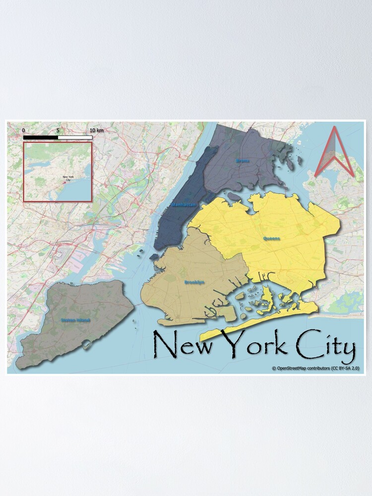 "Map of New york City" Poster for Sale by rgbguy Redbubble