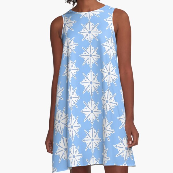 Blue Winter Snowflake A-Line Dress