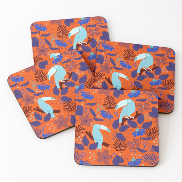 Item preview, Colorful Toucan Tropical Vibe Leafy Pattern designed and sold by urban-color.