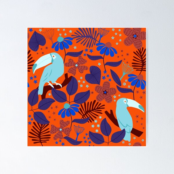 Item preview, Colorful Toucan Tropical Vibe Leafy Pattern designed and sold by urban-color.
