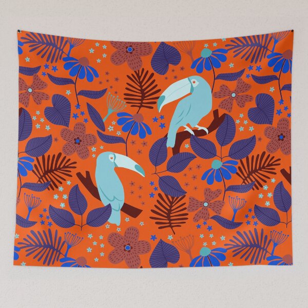 Item preview, Colorful Toucan Tropical Vibe Leafy Pattern designed and sold by urban-color.