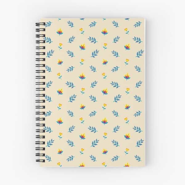 Item preview, Pattern with fiery and fantasy flowers and twigs on light beige background designed and sold by catsandstars.