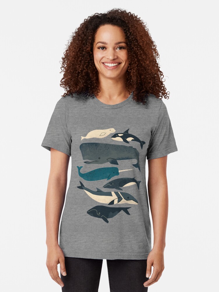 Alternate view of Whales Ahoy Tri-blend T-Shirt