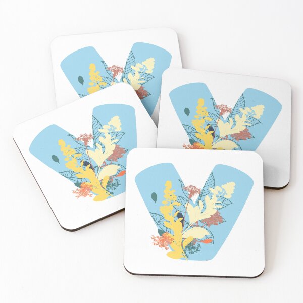 Item preview, Floral Monogram | Blue V designed and sold by MillwoodEngrave.