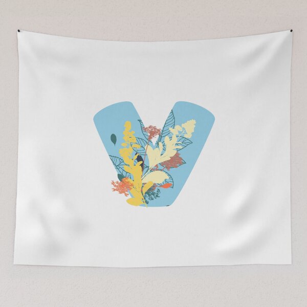 Item preview, Floral Monogram | Blue V designed and sold by MillwoodEngrave.