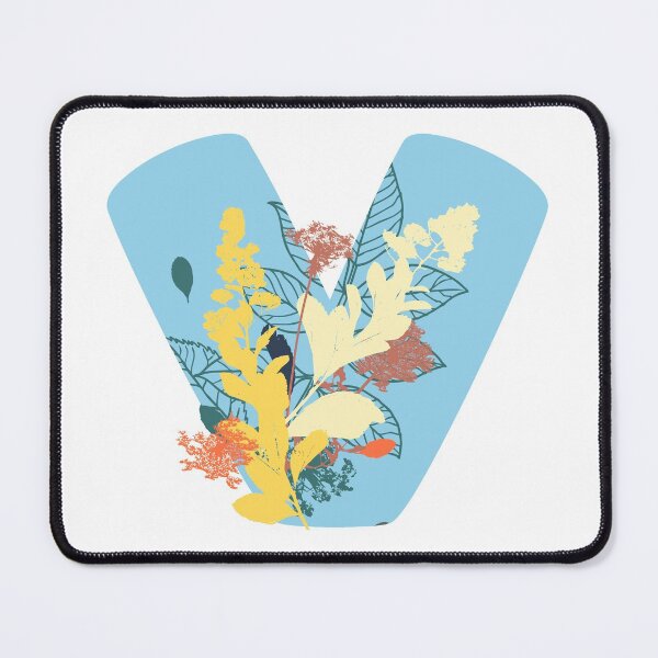 Item preview, Floral Monogram | Blue V designed and sold by MillwoodEngrave.