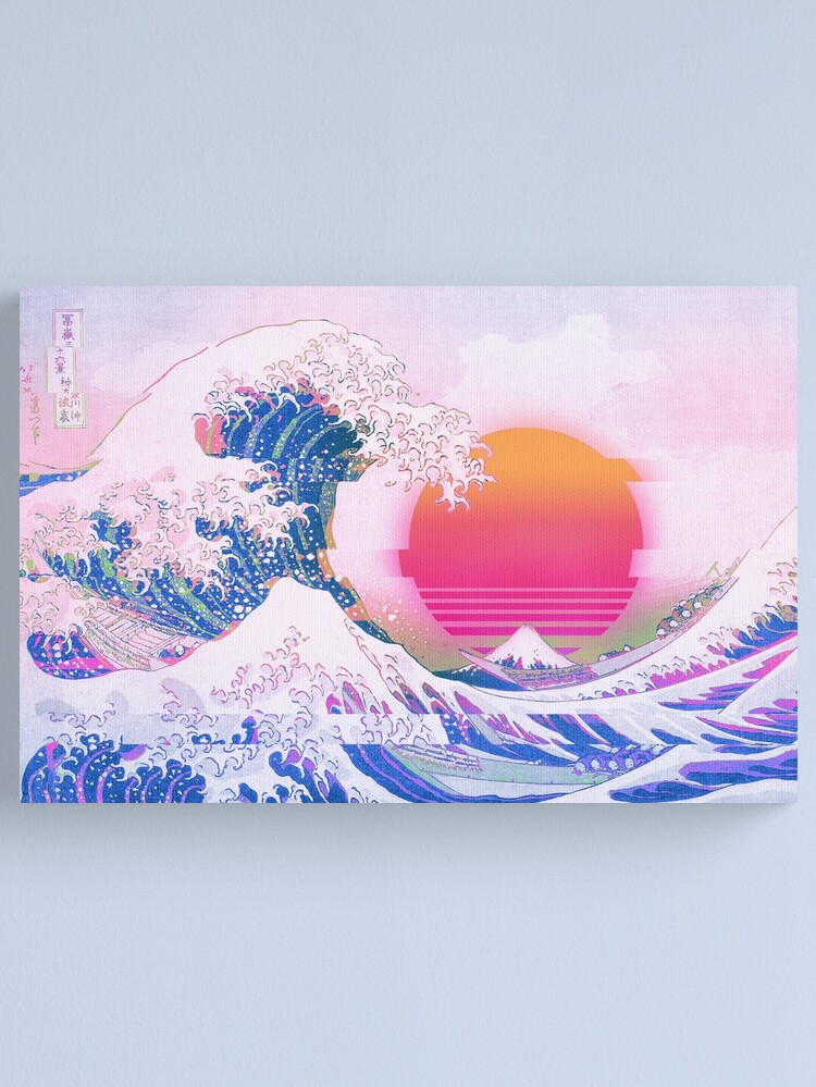 Alternate view of Aesthetic Retro Great Wave off Kanagawa Canvas Print