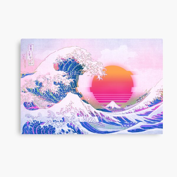Aesthetic Retro Great Wave off Kanagawa Canvas Print