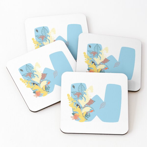 Item preview, Floral Monogram | Blue W designed and sold by MillwoodEngrave.