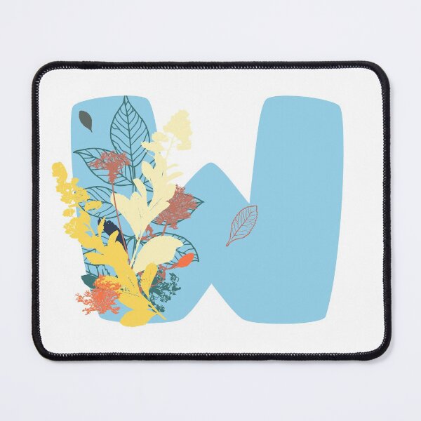 Item preview, Floral Monogram | Blue W designed and sold by MillwoodEngrave.