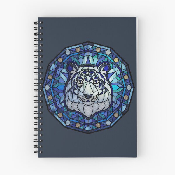 Item preview, White Tiger Blue Polygon Stained Glass designed and sold by Wyvernwrought.