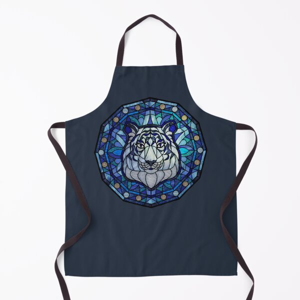 Item preview, White Tiger Blue Polygon Stained Glass designed and sold by Wyvernwrought.