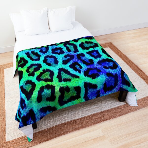 Colorful Hipster Neon Animal Print Artwork Comforter