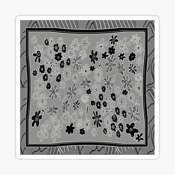A FLORAL DESIGN IN GREY AND WHITE AND BLACK Sticker
