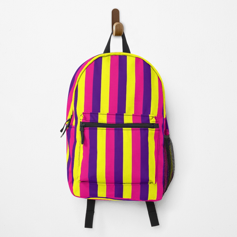 Funky Trippy Vertical Stripes Pattern - Yellow Pink Purple Stripes Backpack