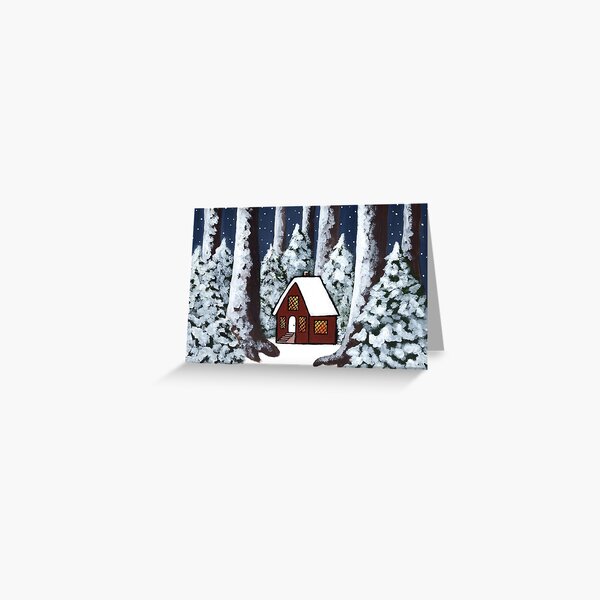 Snowy Christmas Cabin Greeting Card