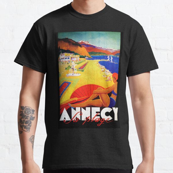 Vintage travel poster ad for the beach at Annecy, France Classic T-Shirt